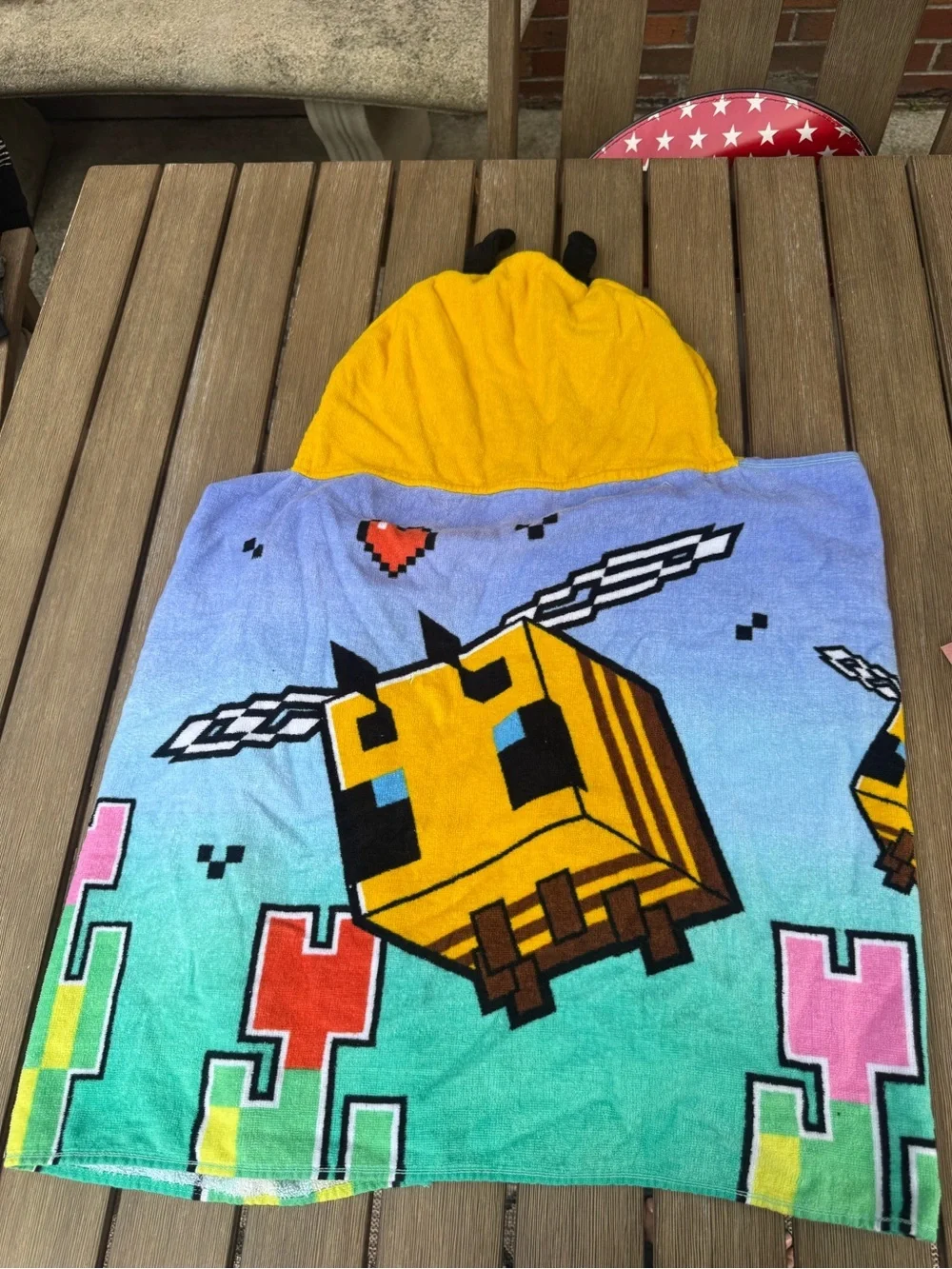 Minecraft Bee Hooded Beach Towel Kids Cotton Bath Pool Towel